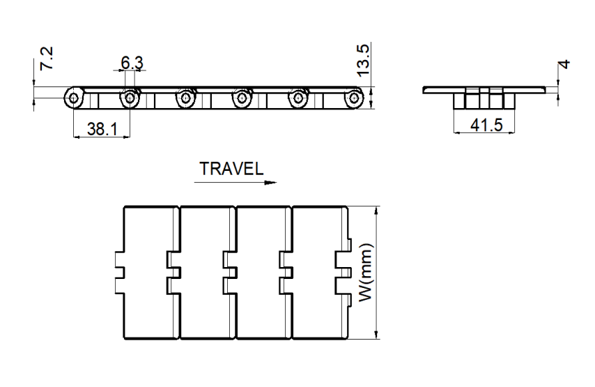 Flat Top Chains (820 Series) Specifications